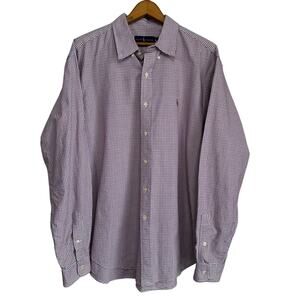 Ralph Lauren Men’s Red White Blue Plaid Classic Fit Long Sleeve Button Down XL